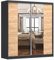 Fabryka Mebli Idźczak Kleiderschrank mit Spiegel Multi 34-230cm Schwebetürenschrank Schlafzimmerschrank Wohnzimmerschrank Schiebetürenschrank - Schrank Garderobe (Grau/Gold Craft + Spiegel)