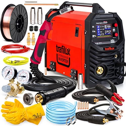 Trafilux 200 Dual Pulse LCD Welding Inverter MIG MAG MMA TIG LIFT FLUX 200A 230V IGBT, Synergy, Gasless Welding Machine, Welding Torch MIG/MAG MB15/2.6M SET BASIC