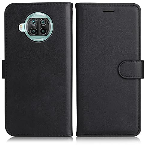 DENDICO Hülle für Xiaomi MI 10T Lite 5G, PU Leder Brieftasche Handyhülle, Flip Tasche TPU Schutzhülle mit Kartenfach für Xiaomi MI 10T Lite 5G, Schwarz