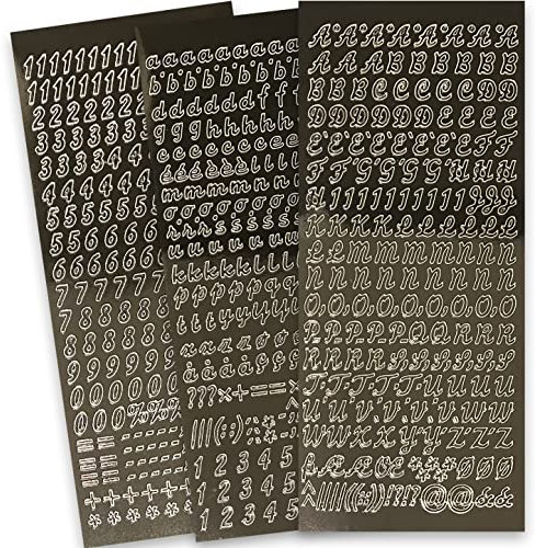 WIKAKERZEN Sticker Buchstaben-Set Groß- und Kleinbuchstaben mit Zahlen zum Beschriften von glatten Flächen wie Kerzen zur Taufe Kommunion oder Hochzeit (Schwarz, Schriftart Schräg)