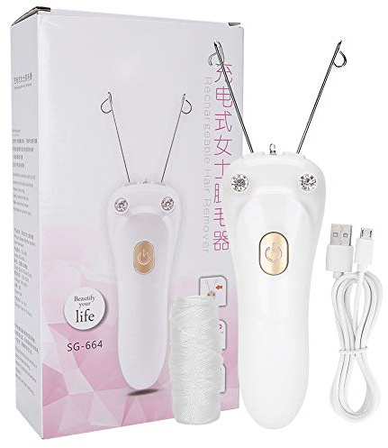 Epilierer mit elektrischem Faden, Haarentferner, USB-Aufladung, Baumwollfaden-Epilierer (Gold)