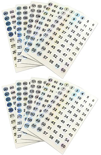 ASYKNM Pack de 1 à 300 chiffres autocollants réfléchissants,10 feuilles d'autocollants laser,600 étiquettes autocollantes étanches pour trier,ranger,classer organiser vos fournitures avec précision