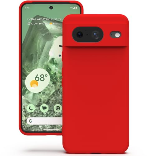 YATWIN für Google Pixel 8 Hülle, Premium Silikon Handyhülle mit Kameraschutz, Seidig-Weicher Berühren Ultra Dünne Stoßfeste Kratzfeste Schutzhülle, Rot