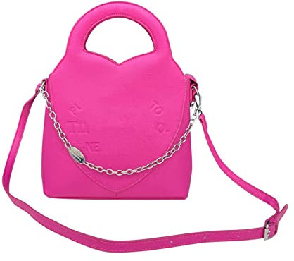 IQYU Damen Taschen 2023 Trendy Fashion Drawstring Lady Bag Border Casual Brief Handtasche Crossbody Gelb Mit Taschen (Hot Pink, One Size)