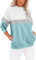BUHIM Sweatshirt Damen Pullover Rundhals Langarmshirt Herbst Winter Farbblock Pulli Baumwolle Casual Langarm Oberteile Tops mit Taschen (A-Blau, L)