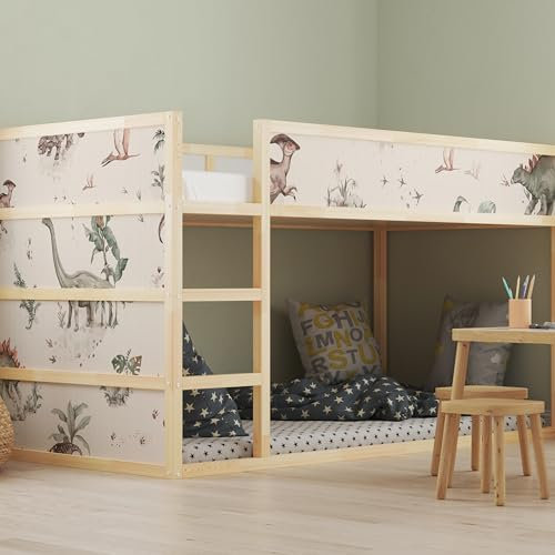 WANDKIND Aufkleber für IKEA KURA Kinderbett Hochbett Klebefolie Möbelfolie Sticker Kinderzimmer Dinosaurier (Möbel nicht inklusive) IKB521 (2 Sticker Set)