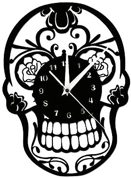 PRETYZOOM Decoration Mural décoration Mural Assiette de Fruits Noirs Horloge de Salon crâne horloges pendules ES e Bricolage Ménage l' décorer