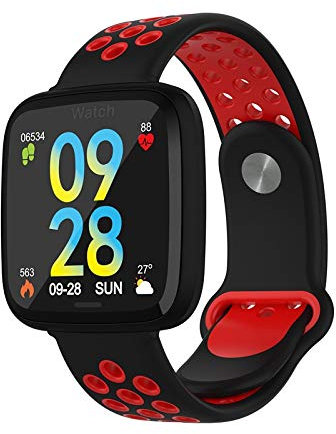 KANBUN F15 Reloj inteligente resistente al agua, monitor de frecuencia cardíaca, podómetro, modo de ciclismo, pulsera de fitness para teléfonos iOS y Android
