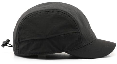 talajee Baseballkappe mit kurzer Krempe, schnelltrocknend, leicht, atmungsaktiv, Polyester, Verstellbarer Kordelzug, für Herren und Damen, Schwarz, Einheitsgröße