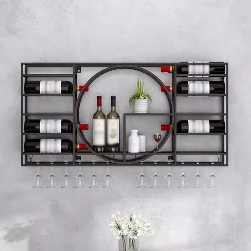 GXQFC Porte-Bouteilles Muraux Industriels, Porte-Bouteilles pour Bar Suspension à Vin Casier À Vin en Fer pour Cave à Vin Industrielle pour Cave Porte Bouteille Muraux(Size:120×11×72cm,Color:Noir)