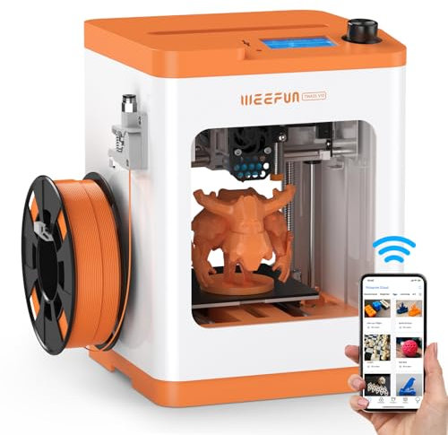 WEEFUN Actualisé Tina2S Imprimante 3D avec WiFi Cloud Print, Mini Imprimantes 3D Ultra Silencieuse, Plate-Forme PEI chauffante, Mise à Niveau Automatique du lit Imprimante 3D pour Les Débutants