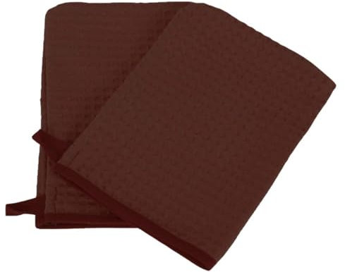 LINANDELLE - Lot de 2 Gants de Toilette nid d'abeille Week End - Marron - 30x22 cm