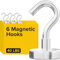 X-Bet Magnetic Hooks 18 kg - Heavy Duty Neodymium Magnetic Hooks for Cruise Cabins - Strong Rare Earth Magnet Hooks for Hanging on Refrigerator, Grill, Cruise Cabin (Pack of 6)