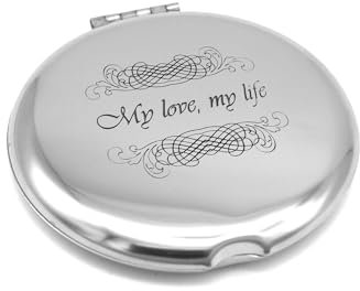 Taschenspiegel mit persönlicher Lasergravur - Edelstahl Schminkspiegel - Kosmetik Spiegel