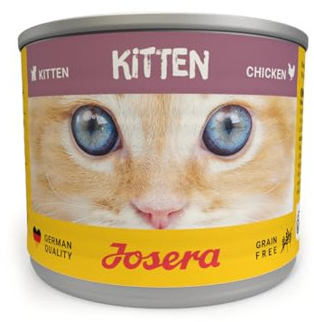 JOSERA Nassfutter Kitten Chicken (6 x 200 g) | Kitten | Premium Katzenfutter nass für wachsende Katzen | Huhn & Kürbis | mit Lachsöl | getreidefrei | Anti-Haarballen | Alleinfutter | 6er Pack