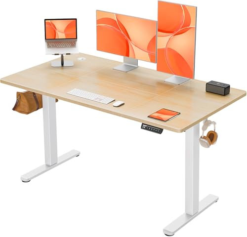 ErGear Elektrisch Höhenverstellbarer Schreibtisch 140x70 cm, Schreibtisch Höhenverstellbar mit 4 Memory-Funktion, Gaming Tisch mit Vierteilige Tischplatte
