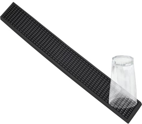 Alfombrilla de goteo estrecha de silicona para fregadero de cocina, 8 x 60 cm, color negro