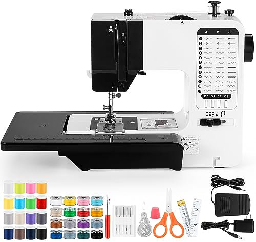Nähmaschine für Anfänger und Kinder, tragbare elektrische Nähmaschine, 38 Stiche mit einstellbarer Geschwindigkeit mit Fußpedal & Nähset (Neueste Upgrad-Version)