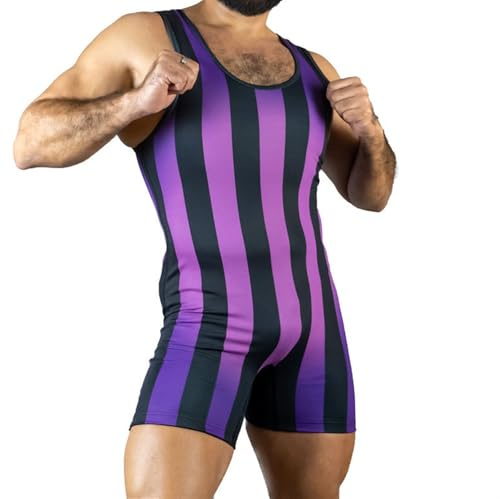 Herren Sporthemden Wrestling Singlet, vertikale Streifen Einteiler Boxer Singlet Bodywear Bodysuit Gym Sport Fitness Unterhemden