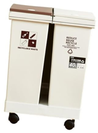 Poubelle à roulettes, poubelle de cuisine, poubelle de tri, poubelle à roulettes, corbeille à déchets de cuisine pour toilettes, 40l
