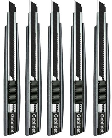 Gebildet 5 pezzi Taglierino per mano destra e Sinistra/Lame nere da 9mm /Lama da 60°/Taglierino multiuso/Taglierino grafico (G300)