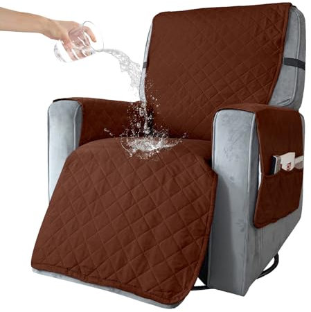 BXFUL Sesselschoner Relaxsessel Sesselauflage Relax,Sofaüberwurf 1 Sitzer Sesselschutz für Hunde Gesteppter Möbel-Schutz für Ledersofa (S,Kaffee)