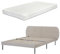 [en.casa] Bett Porvoo mit Matratze 140 x 200 cm Doppelbett Bettgestell mit Kopfteil Bezug aus Samt Holzbett max. 220 kg Polsterbett mit Lattenrost Beige