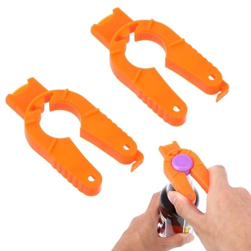 Xindojuz 2 Pack Bottle and Can Openers for Seniors and Elderly, Plastic Water Bottle Cap Opener for Arthritic Hands Twist-Off, Pull Tab Soup, Bottle Gripper Lid Opener, Ergonomic Lid Seal Remover
