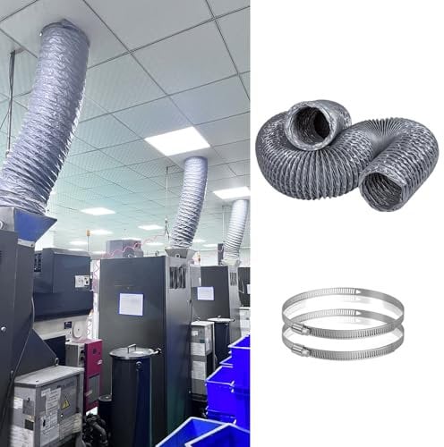 Flexible Nylon Fabric Tumble Dryer Vent Hose Kit Heat Resistant Exhaust Duct for Kitchen and Bathroom Fans 140mm(5 1/2) Diameter 10m(32ft) Length