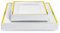 MATANA 40 Premium White Square Plastic Plates with Gold Rim - 20 25cm Dinner Plates, 20 16.5cm Side Plates - Elegant & Reusable Party Plates for Weddings, Birthdays, BBQ, Parties