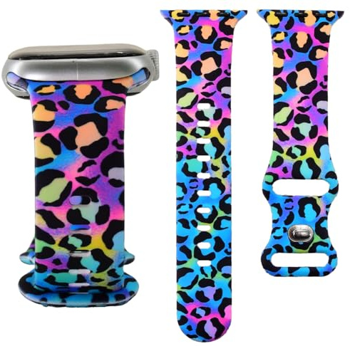 Cute Cheetah Strap for Apple Watch Bands 38mm 40mm 41mm 42mm 44mm 45mm 46mm 49mm, Soft Leopard Silicone Bracelet for iWatch Band Series 11 10 9 8 7 6 5 4 3 2 1 SE Ultra Women Girl