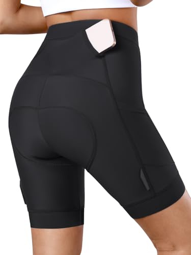 BERGRISAR Radlerhose Damen Gepolstert Fahrradhose Atmungsaktiv Elastische Rennrad Hose mit 3 Taschen