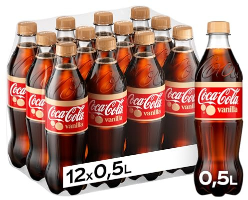 Coca-Cola Vanilla, koffeinhaltiger Softdrink, Einweg Flasche, 12 x 500 ml | Erfrischendes, koffeinhaltiges Getränk mit originalem Vanillegeschmack