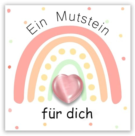 Mutstein Glücksstein Einschulung Mädchen, Herz Glückssteine für Kinder mit Karte und Geschenkbox, Glücksbringer Schulkind 2025 Mädchen, Einschulungsgeschenk Schulanfang, Schultüte Füllung