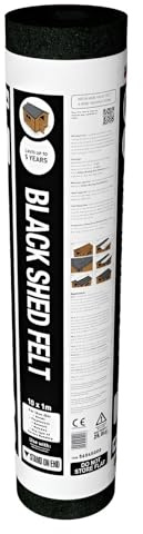 Black Shed Roofing Felt Roll – Heavy-Duty Weatherproof Roof Covering for Sheds, Kennels, Hutches, Portable Buildings, Waterproof - Durable (1m x 6m)