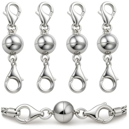 My-Bead Magnetverschlüsse 925 Sterling Silber 30mm Kugel Ø 8mm für Halsketten Armbänder Ersatz & Reparatur Kugelmagnete Schmuckverschluss DIY (4 Stück)