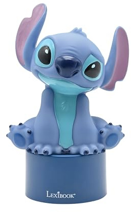 LEXIBOOK, Disney Stitch, Nightlight with Speaker, Colour change, Soft light, Battery operated, Blue, NS01DLXB