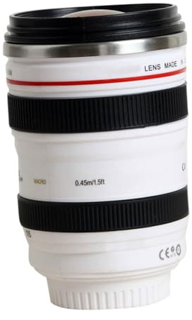 FONDOTIN Tasse Objectif Caméra Blanc Mug de Stockage Eau Design Lentille Photo Contenant Moderne pour Bureau Maison et Hôtel Cadeau Original