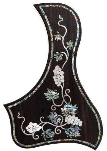 Premium Solid Rosewood Akustische Gitarre Schlagbrett – Für Taylor Gitarre Kratzplatte mit Echtem Abalone-Muschel-Einlegewerk, selbstklebend mit 3M-Rückseite, 27 einzigartige Muster & mehrere Größen