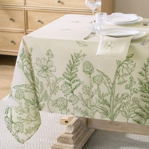 Softalker Tischdecke 100x100 cm Frühling abwaschbare leinenoptik grün Botanisch Tischdecken Outdoor Gartentisch Tischtuch Klein Tischwäsche Festliche Sommer für Ostern,Camping,Hochzeiten,Geburtstag