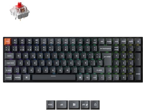 Keychron K4 QMK Teclado Mecánico 96% ISO-ES, Inalámbrico y con Cable, Interruptores Super Red, Teclas PBT Sublimadas Estilo Cherry, Retroiluminación RGB, para Mac y Windows – Versión 3