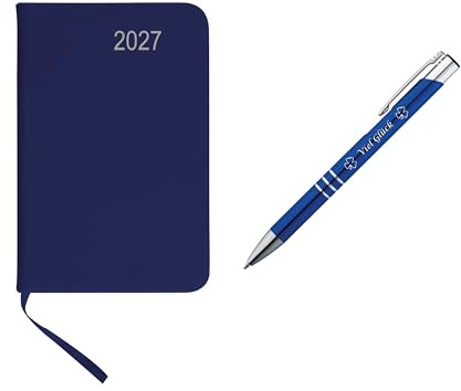 Livepac-Office Taschenkalender 2027 / ca DIN A7 / mit PU Einband/Farbe: blau + Glückskuli