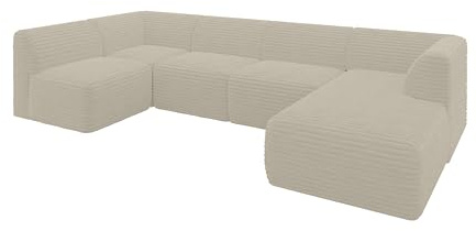 ALTDECOR Ecksofa in U-Form Corner Sofa Bett Eckcouch Couch L-Form Wohnlandschaft Cauchsofa MOVO 345x180x78 Creme