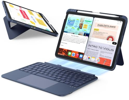 ESR für iPad Air 11 Hülle mit Tastatur M4/M3/M2(2026-2024), Ultraleichte | Für iPad Air 5./4. Gen Magnetisch Abnehmbare Keyboard mit Schreib- und Ansichtsmodi, Großes Trackpad, DEU QWERTZ, Blau