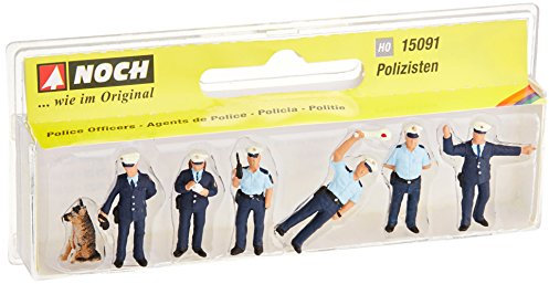 NOCH H0 Figuren Polizisten, handbemalte Figurenset mit Blauer Uniform, für Spur H0 Modelleisenbahn und Diorama Dekoration