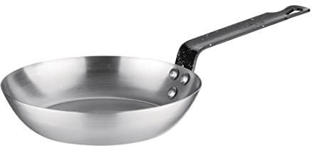 Vogue GD062 Iron Fry Pan 7In Frying Kitchen Cookware Induction Heavy Duty, Silver/Black