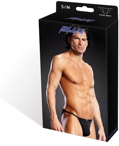 Blueline Men's Microfiber String Bikini, Black, Small/Medium