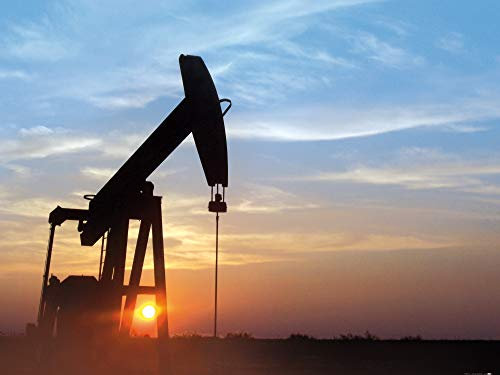 1art1 Industrielle Kunst Poster Sonnenuntergang Über Ölpumpe In Texas Kunstdruck Bild 80x60 cm