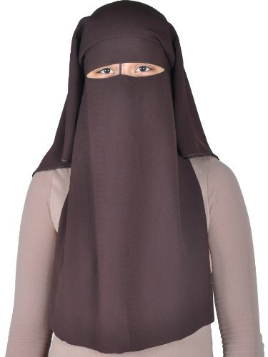 Egypt Bazar Niqab dreilagig - Hijab Gesichtsschleier Burka Khimar Islamische Gebetskleidung (Braun)