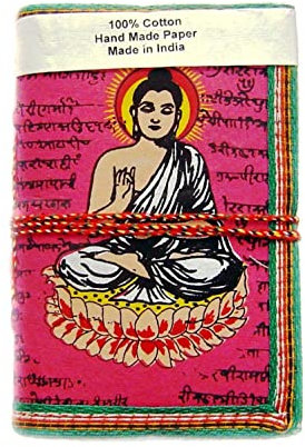 Rastogi handicrafts Rastogi Kunsthandwerk Handgefertigt Papier Lokta Papier Umweltfreundlich Papier Tagebuch Rosa Buddha der God of Peace – Größe 15,2 x 10,2 cm